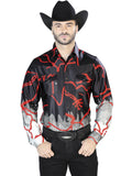 Black Red Casual Long Sleeve Shirt 44074