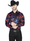 Blue And Red Casual Long Sleeve Shirt 44080