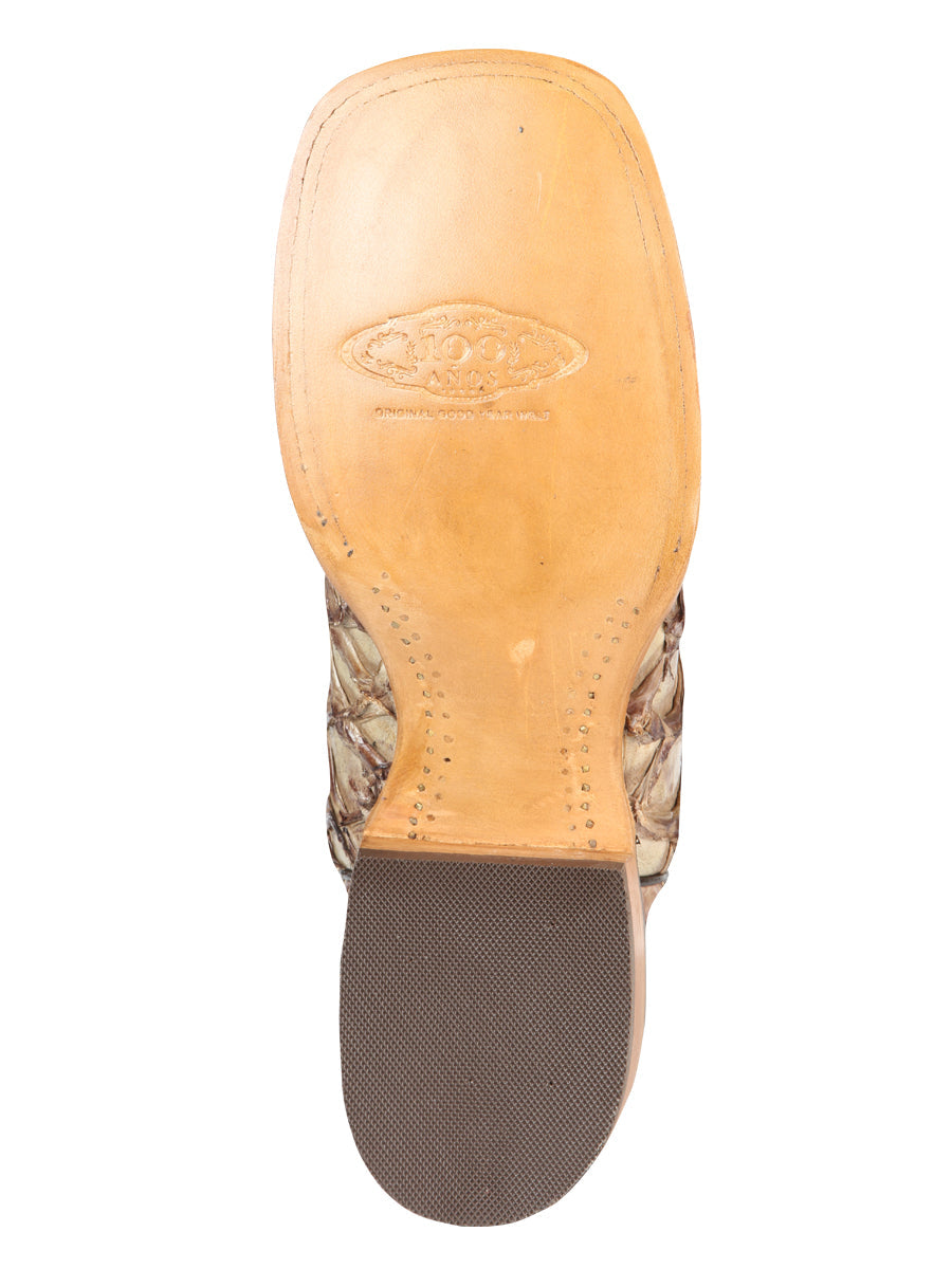 El General Men's Exotic Monster Fish Cowboy Boots - Made in Mexico - Cream 44114 — view 6