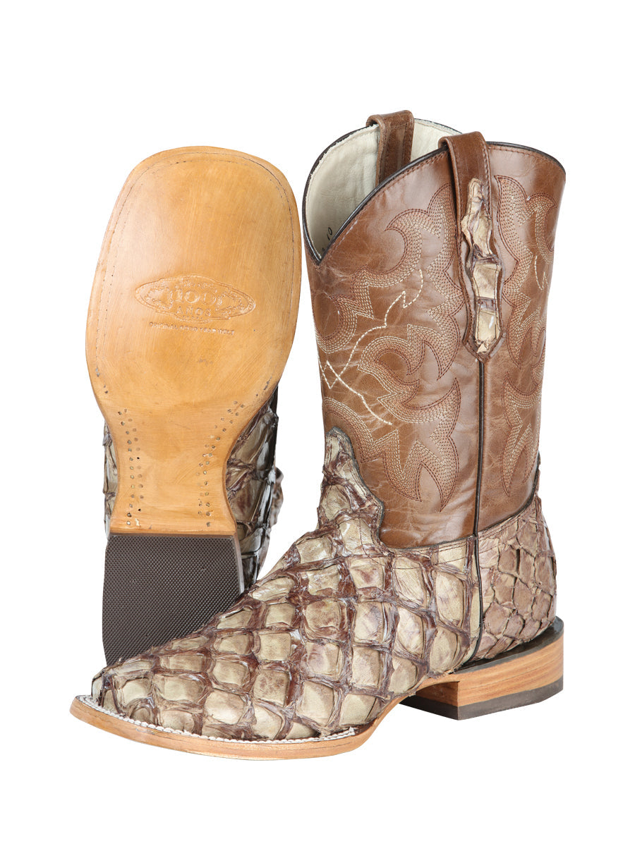 El General Men's Exotic Monster Fish Cowboy Boots - Made in Mexico - Cream 44114 — view 3