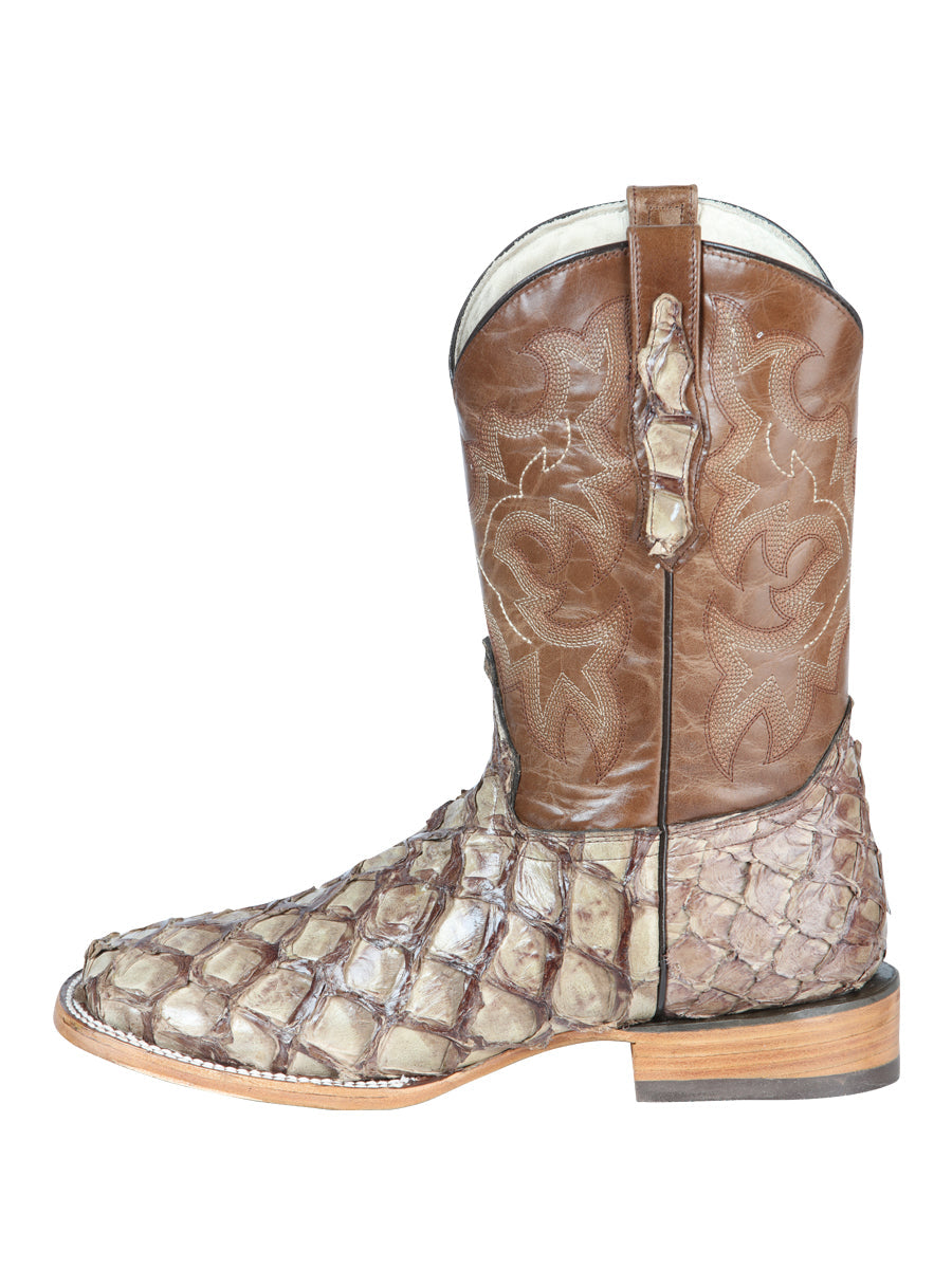 El General Men's Exotic Monster Fish Cowboy Boots - Made in Mexico - Cream 44114 — view 4