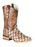 El General Men's Exotic Monster Fish Cowboy Boots - Made in Mexico - Cream 44114