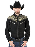 Men's Traditional Embroidered Western Shirt Black/Gold 44192