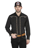 Men's Traditional Embroidered Western Shirt - Black/Gold 44200