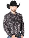 Men's Long Sleeve Snap Button Western Shirt - Brown/Wine 44205