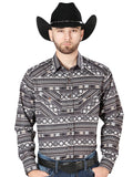 Men's Long Sleeve Western Fashion Snap Button Shirt - Brown 44217