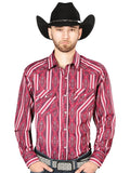 Men's Long Sleeve Western Fashion Snap Button Shirt - Red/Burgundy 44221