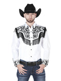 Men's Traditional Embroidered Western Shirt - White/Black 44223