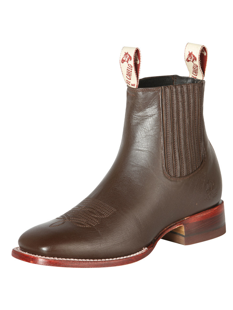 El Canelo Men’s Fronterizo Leather Ankle Cowboy Boots - Made in Mexico- Ikon Brown 44241