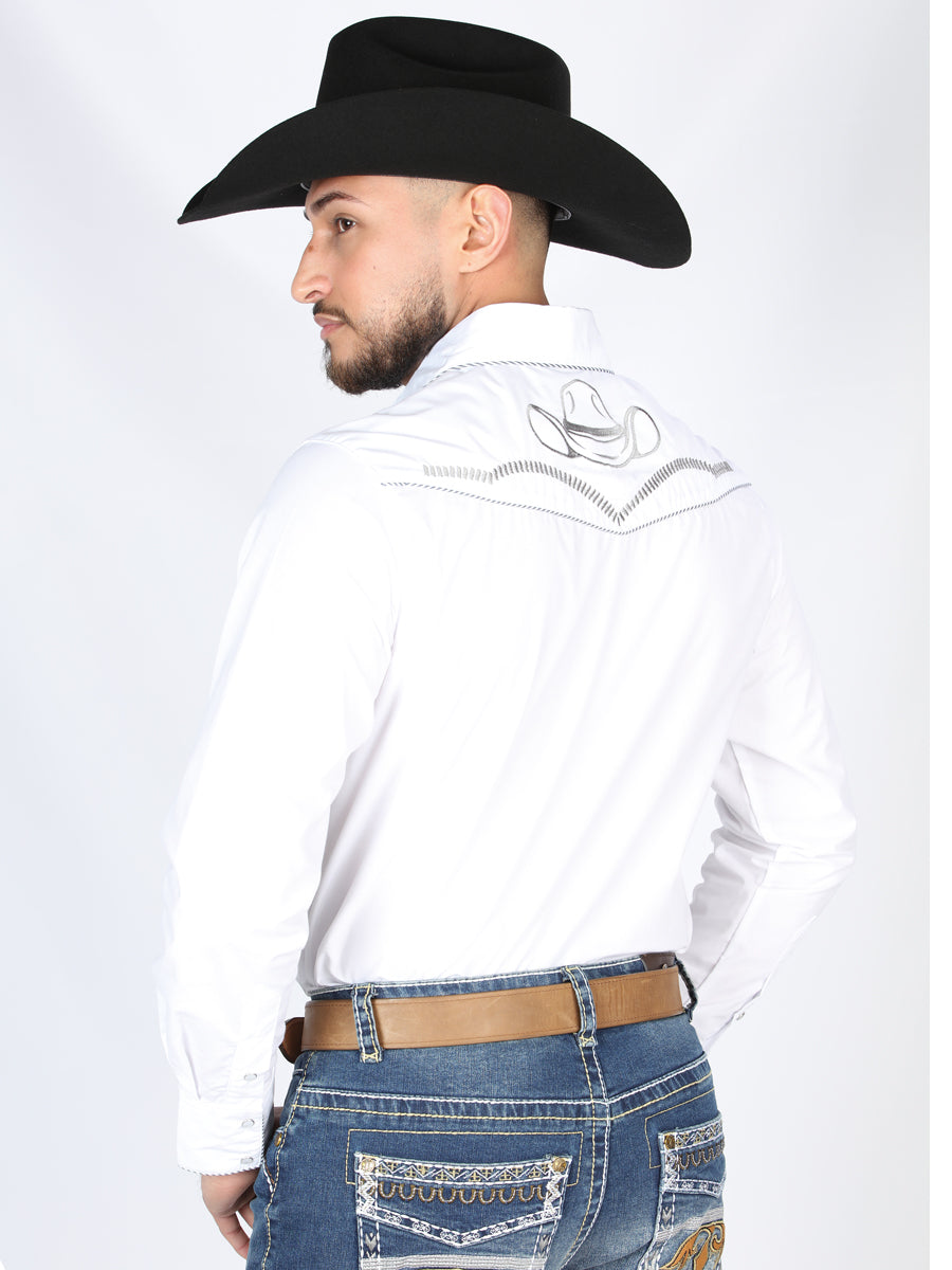 El General Men's Traditional Embroidered Western Charro Shirt - White/Black 44298 — view 2