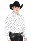 El General Men's Long Sleeve Western Fashion Snap Button Shirt - White 44305