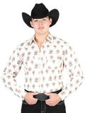 El General Men's Long Sleeve Western Fashion Snap Button Shirt - Brown 44307