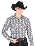 El General Men's Long Sleeve Western Fashion Snap Button Shirt - Gray/Khaki 44308