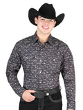 El General Men's Long Sleeve Western Fashion Snap Button Shirt - Black 44309