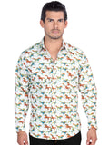 El General Men's Long Sleeve Western Fashion Snap Button Shirt - White 44313