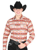 El General Men's Long Sleeve Western Fashion Snap Button Shirt - Brick Red 44315