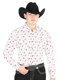 El General Men's Long Sleeve Western Fashion Snap Button Shirt - Beige 44316