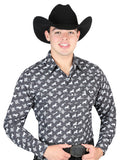 El General Men's Long Sleeve Western Fashion Snap Button Shirt - Black 44320