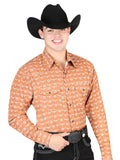 El General Men’s Long Sleeve Snap Button Western Shirt - Orange 44328