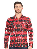 Men’s Long Sleeve Snap Button Western Shirt - Red 44396