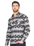 Men’s Long Sleeve Snap Button Western Shirt - Black 44397