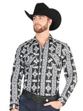 Men’s Long Sleeve Snap Button Western Shirt - Black 44399