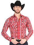 Men’s Long Sleeve Snap Button Western Shirt - Red 44401