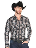 Men’s Long Sleeve Snap Button Western Shirt - Black 44402