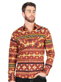 Men’s Long Sleeve Snap Button Western Shirt - Brick Red 44420