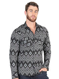 Men’s Long Sleeve Snap Button Western Shirt - Black 44432