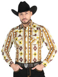 Men’s Long Sleeve Snap Button Western Shirt - Taupe 44471