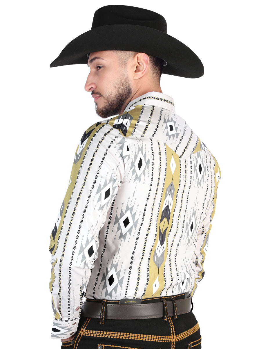 Men’s Long Sleeve Snap Button Western Shirt - Grey 44473 — view 2