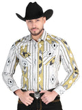 Men’s Long Sleeve Snap Button Western Shirt - Grey 44473
