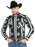Men’s Long Sleeve Snap Button Western Shirt - Black 44475