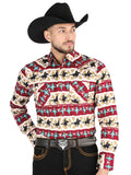 Men’s Long Sleeve Snap Button Western Shirt - Burgandy 44476