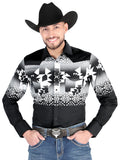 Men’s Long Sleeve Western Snap Button Shirt - Black 44485