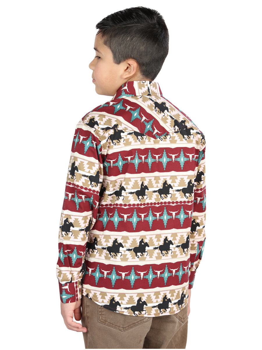 Casual Long-Sleeve Shirt by El General Ivory 44492 — view 2