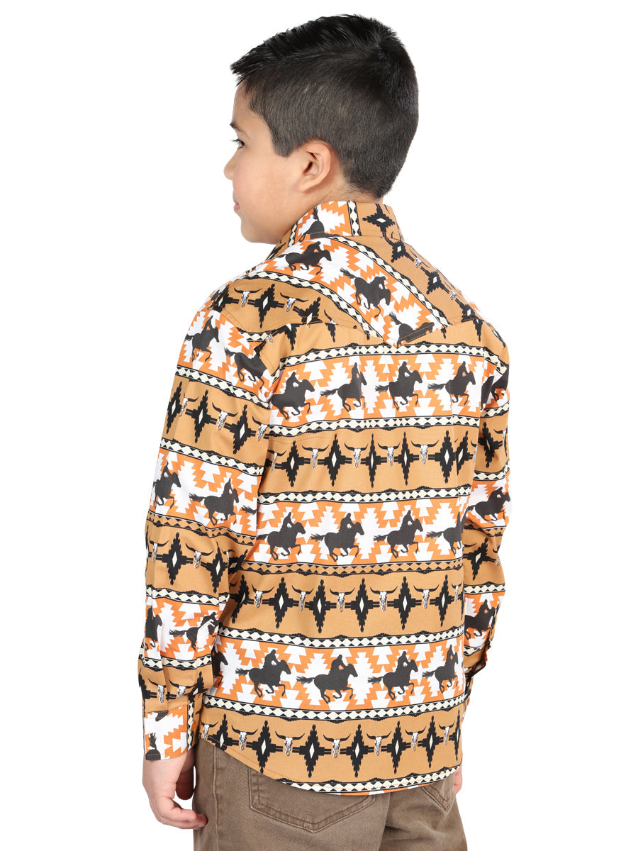 Casual Long-Sleeve Shirt by El General Yellow 44493 — view 2