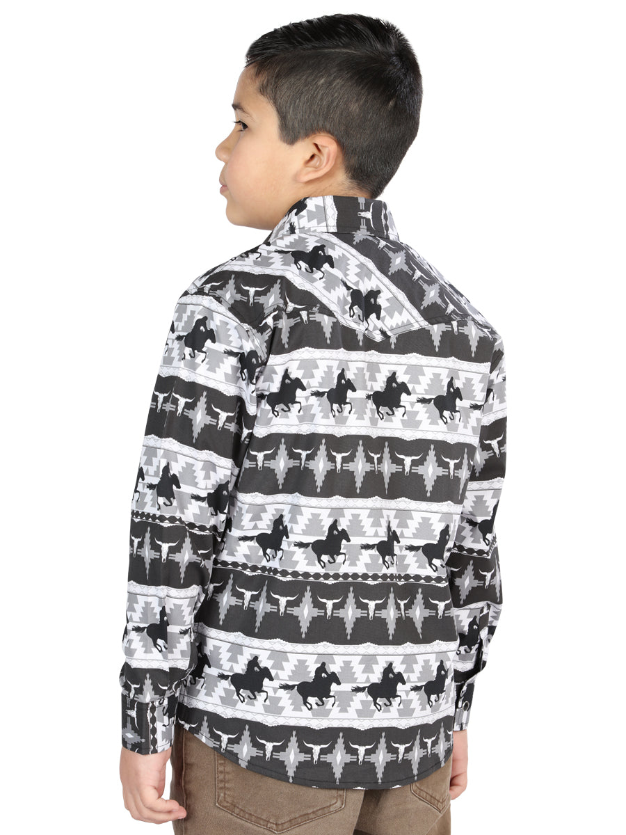 Casual Long-Sleeve Shirt by El General Black 44495 — view 2