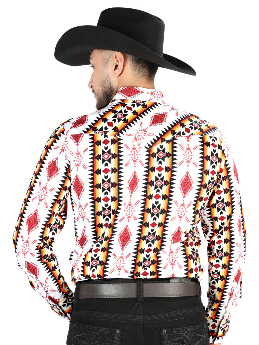 Men’s Long Sleeve Snap Button Western Shirt - White 44502 — view 2