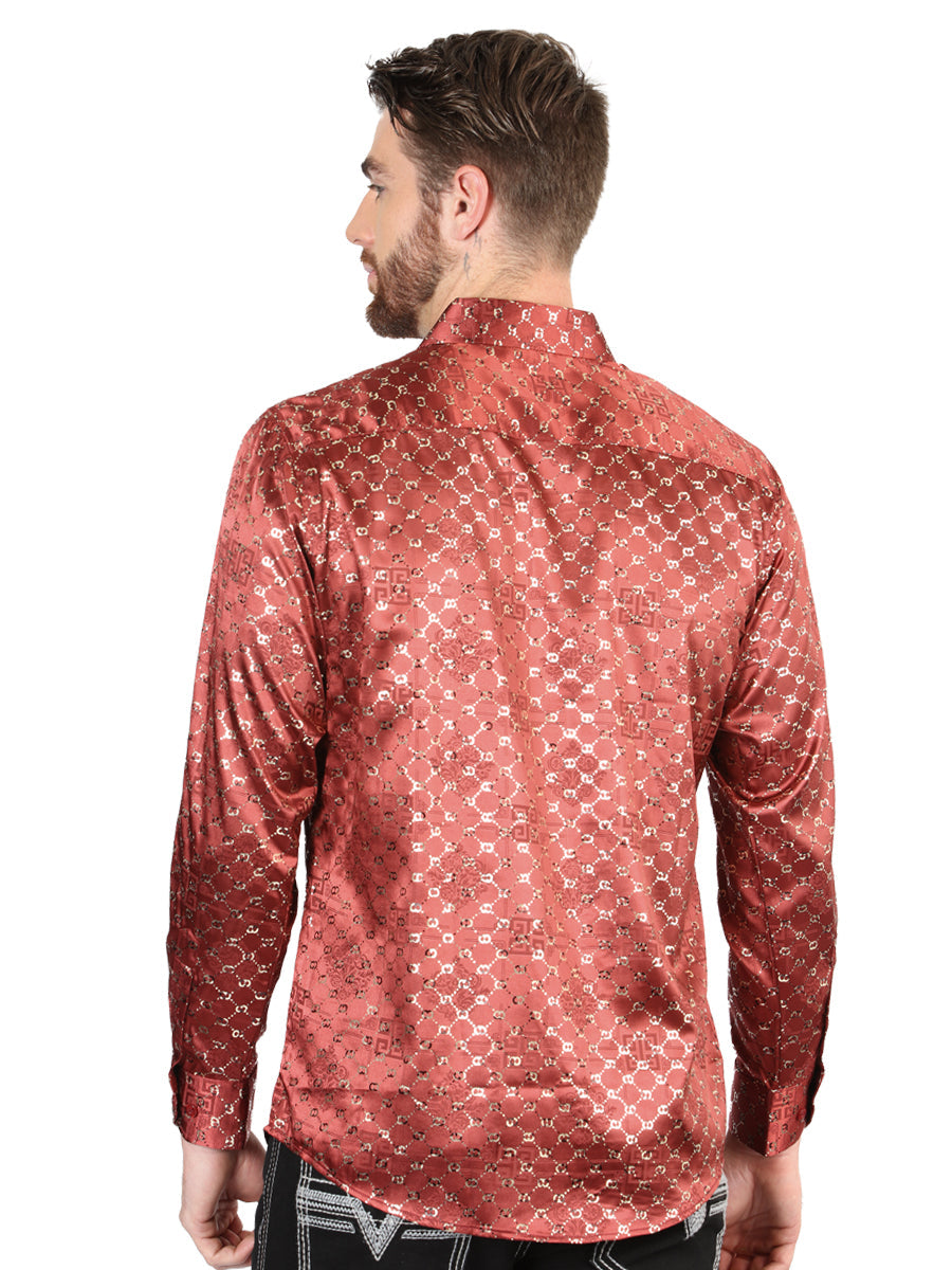 El General Burgundy/Gold Casual Long-Sleeve Shirt 44546 — view 4