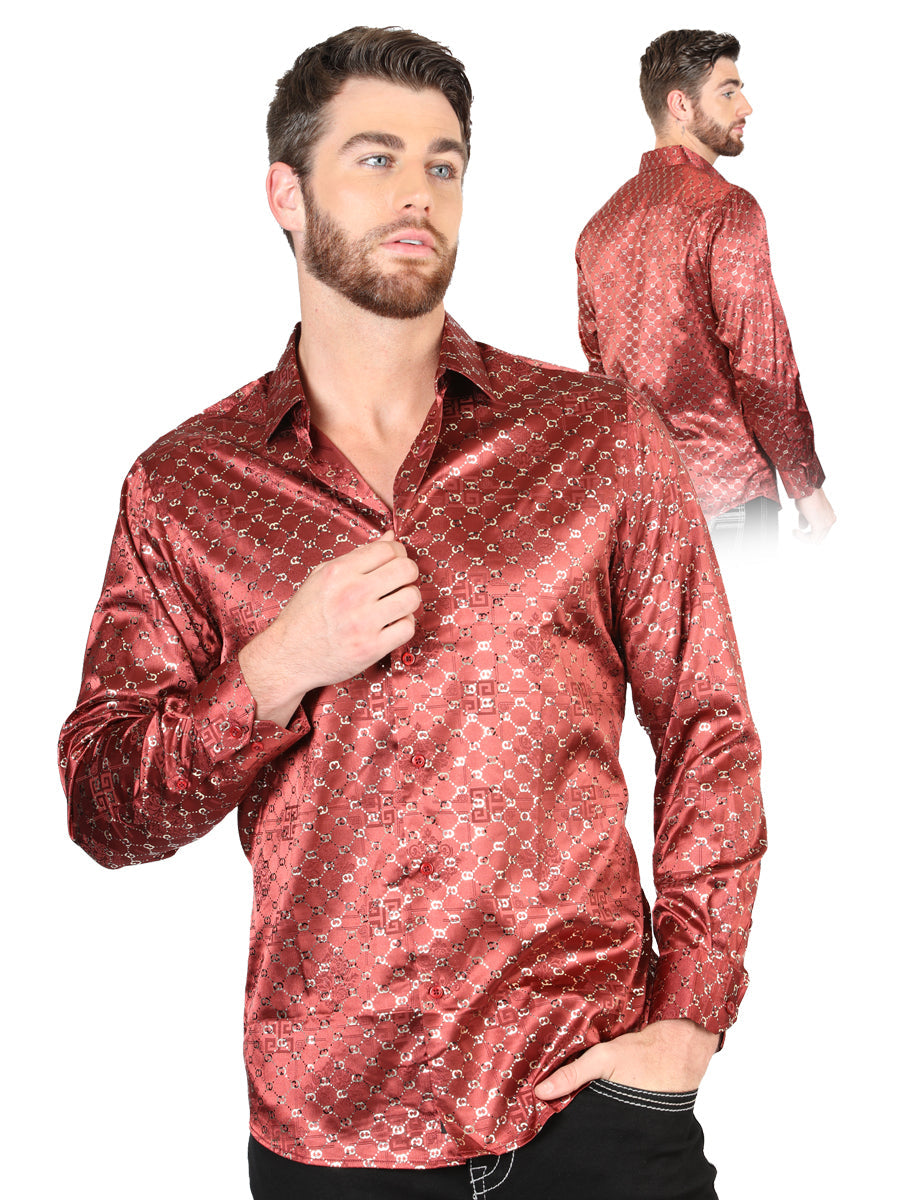 El General Burgundy/Gold Casual Long-Sleeve Shirt 44546 — view 6