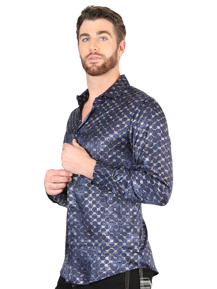 El General Navy/Gold Casual Long-Sleeve Shirt 44548 — view 3