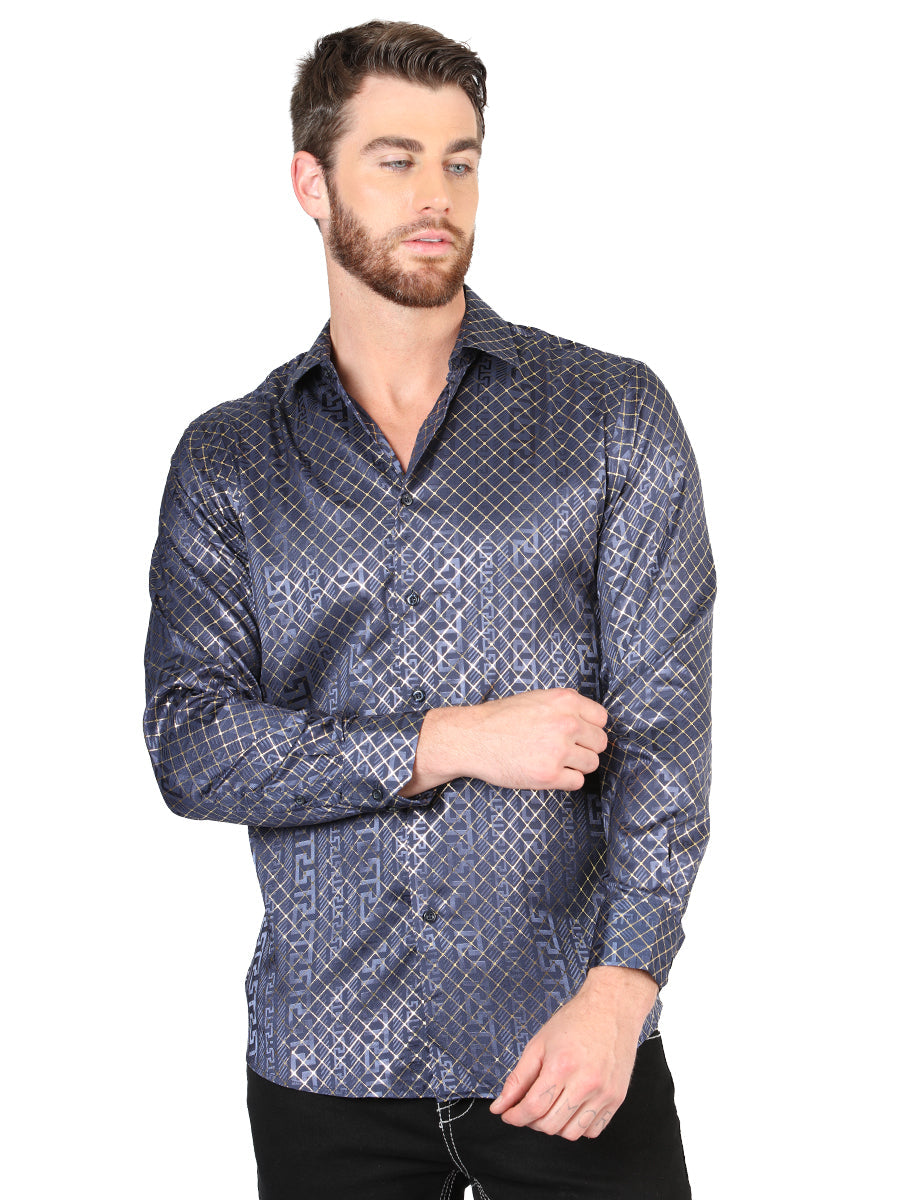 El General Navy Blue Casual Long-Sleeve Shirt 44551 — view 2