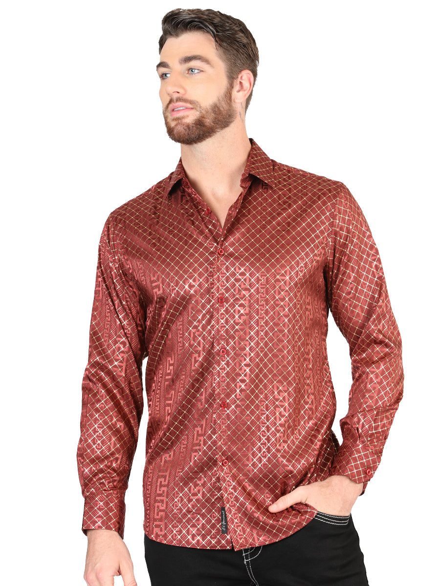 El General Burgundy Casual Long-Sleeve Shirt 44552 — view 2