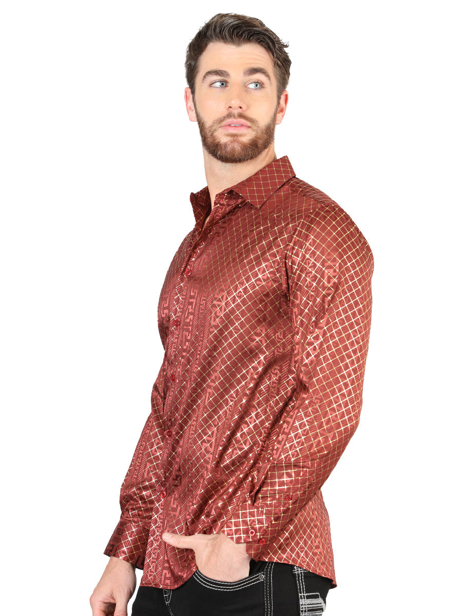 El General Burgundy Casual Long-Sleeve Shirt 44552 — view 3