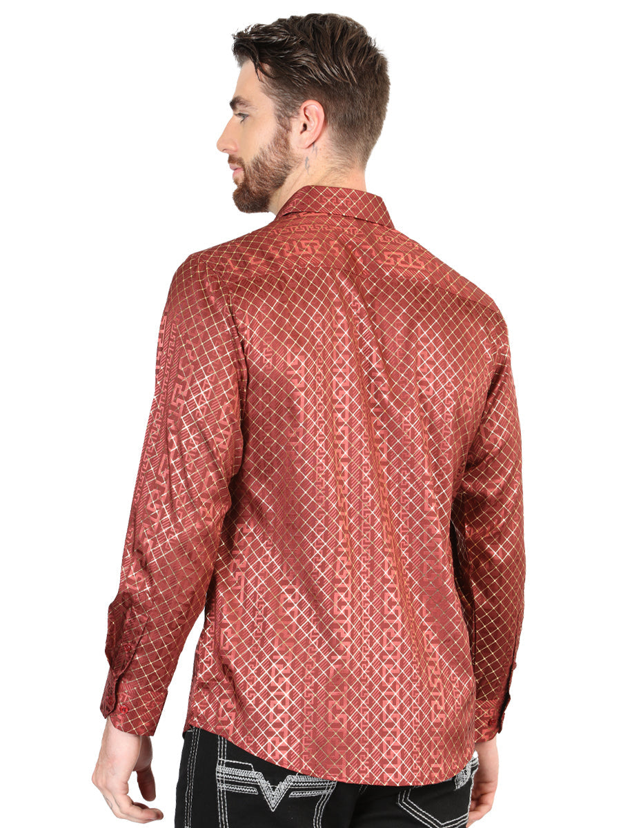 El General Burgundy Casual Long-Sleeve Shirt 44552 — view 4