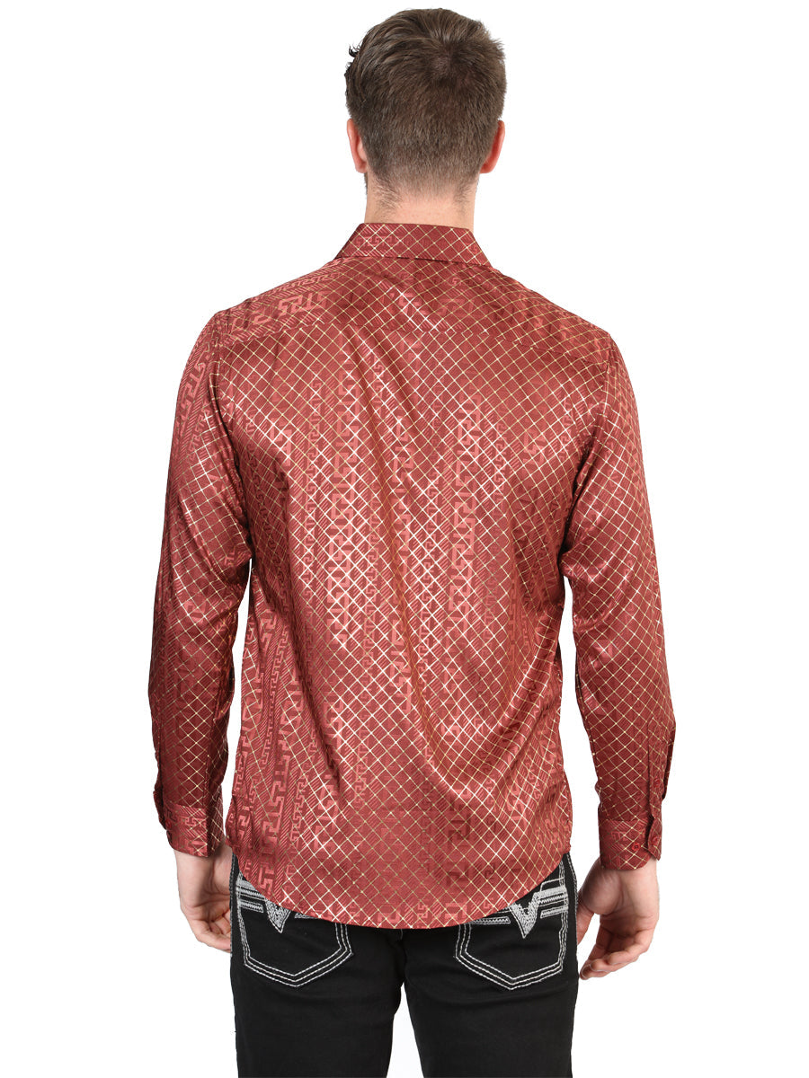 El General Burgundy Casual Long-Sleeve Shirt 44552 — view 5