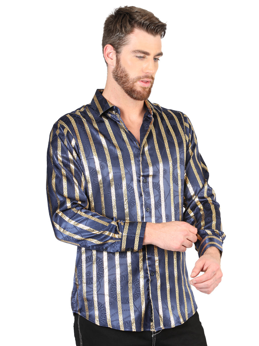 El General Navy/Gold Casual Long-Sleeve Shirt 44553 — view 2