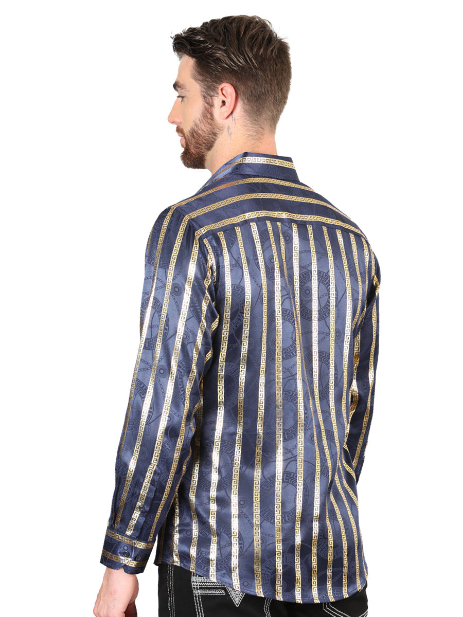 El General Navy/Gold Casual Long-Sleeve Shirt 44553 — view 3